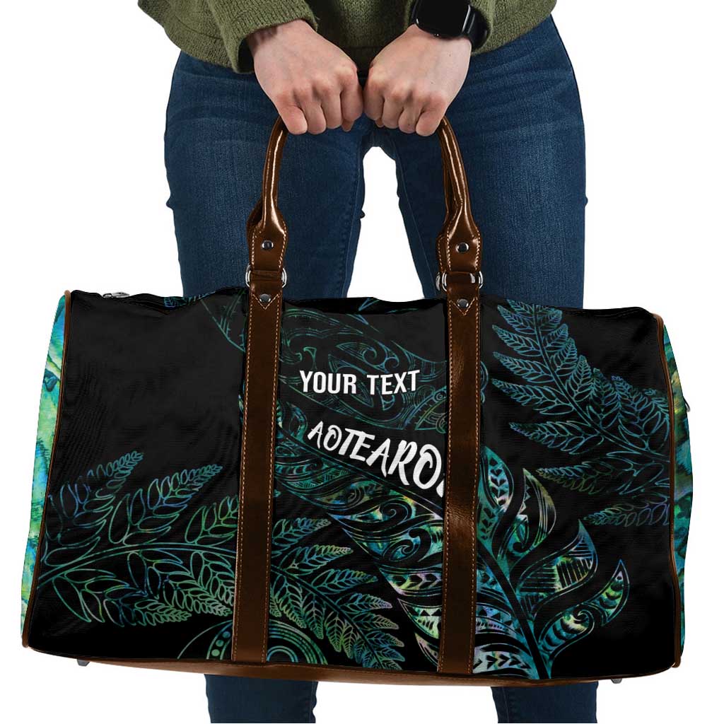 Aotearoa Personalized Lawn Bowls Maori Travel Bag New Zealand Paua Shell Tribal Silver Fern - Aussie Hoodie