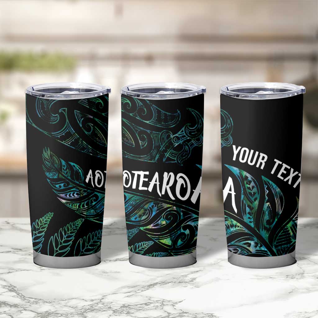 Aotearoa Personalized Lawn Bowls Maori Tumbler Cup New Zealand Paua Shell Tribal Silver Fern - Aussie Hoodie