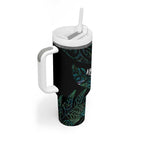 Aotearoa Personalized Lawn Bowls Maori Tumbler With Handle New Zealand Paua Shell Tribal Silver Fern - Aussie Hoodie