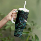 Aotearoa Personalized Lawn Bowls Maori Tumbler With Handle New Zealand Paua Shell Tribal Silver Fern - Aussie Hoodie