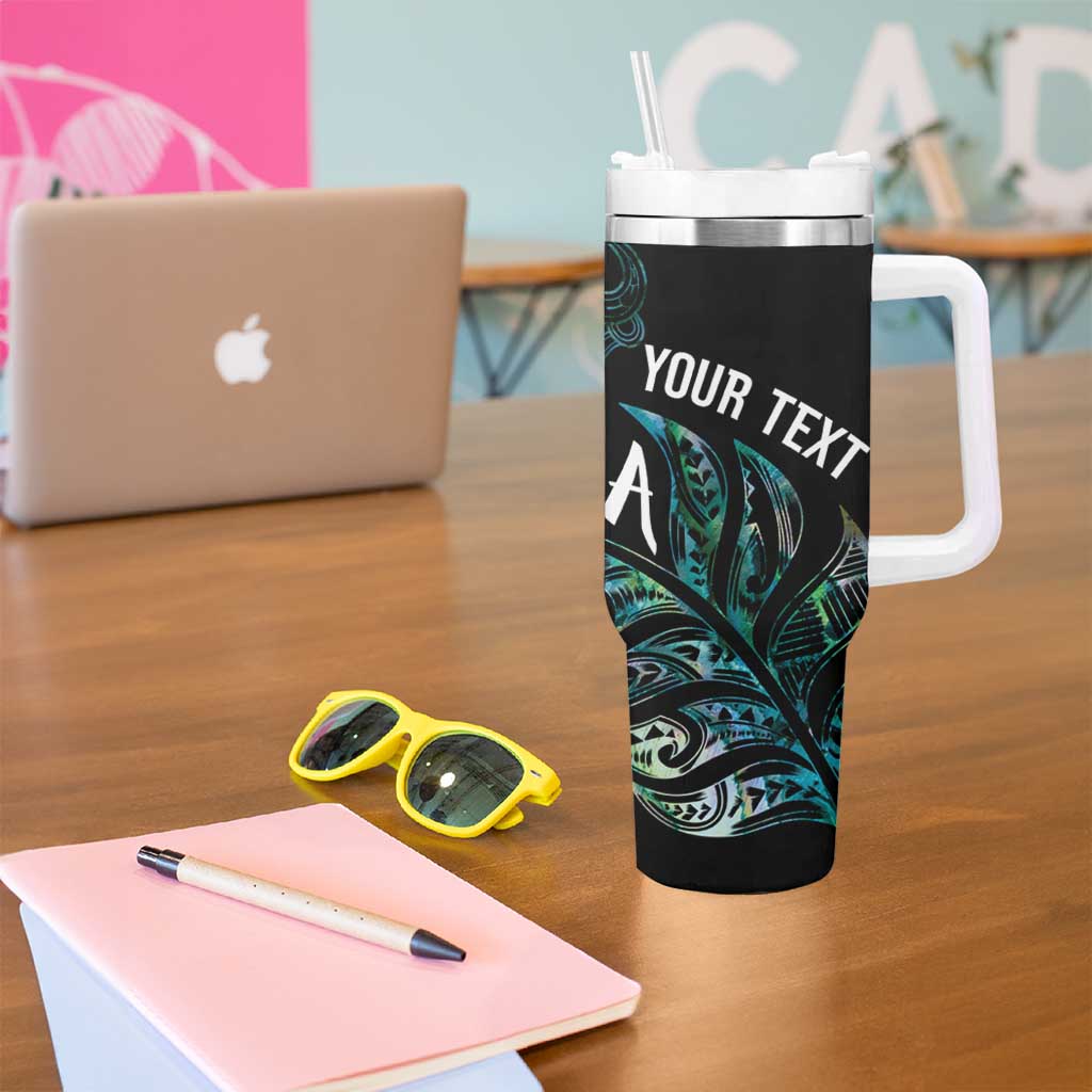 Aotearoa Personalized Lawn Bowls Maori Tumbler With Handle New Zealand Paua Shell Tribal Silver Fern - Aussie Hoodie