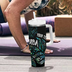 Aotearoa Personalized Lawn Bowls Maori Tumbler With Handle New Zealand Paua Shell Tribal Silver Fern - Aussie Hoodie