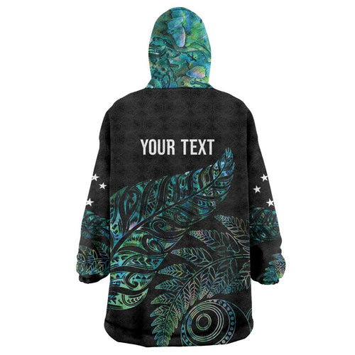 Aotearoa Personalized Lawn Bowls Maori Wearable Blanket Hoodie New Zealand Paua Shell Tribal Silver Fern - Aussie Hoodie