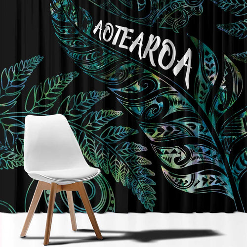 Aotearoa Personalized Lawn Bowls Maori Window Curtain New Zealand Paua Shell Tribal Silver Fern - Aussie Hoodie