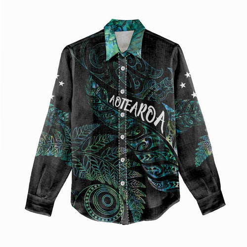 Aotearoa Personalized Lawn Bowls Maori Women Casual Shirt New Zealand Paua Shell Tribal Silver Fern - Aussie Hoodie