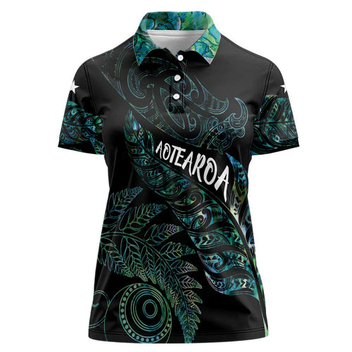 Aotearoa Personalized Lawn Bowls Maori Women Polo Shirt New Zealand Paua Shell Tribal Silver Fern - Aussie Hoodie