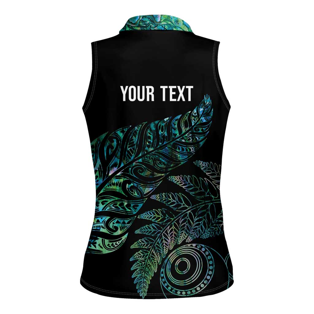 Aotearoa Personalized Lawn Bowls Maori Women Sleeveless Polo Shirt New Zealand Paua Shell Tribal Silver Fern - Aussie Hoodie