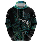 Aotearoa Personalized Lawn Bowls Maori Zip Hoodie New Zealand Paua Shell Tribal Silver Fern - Aussie Hoodie