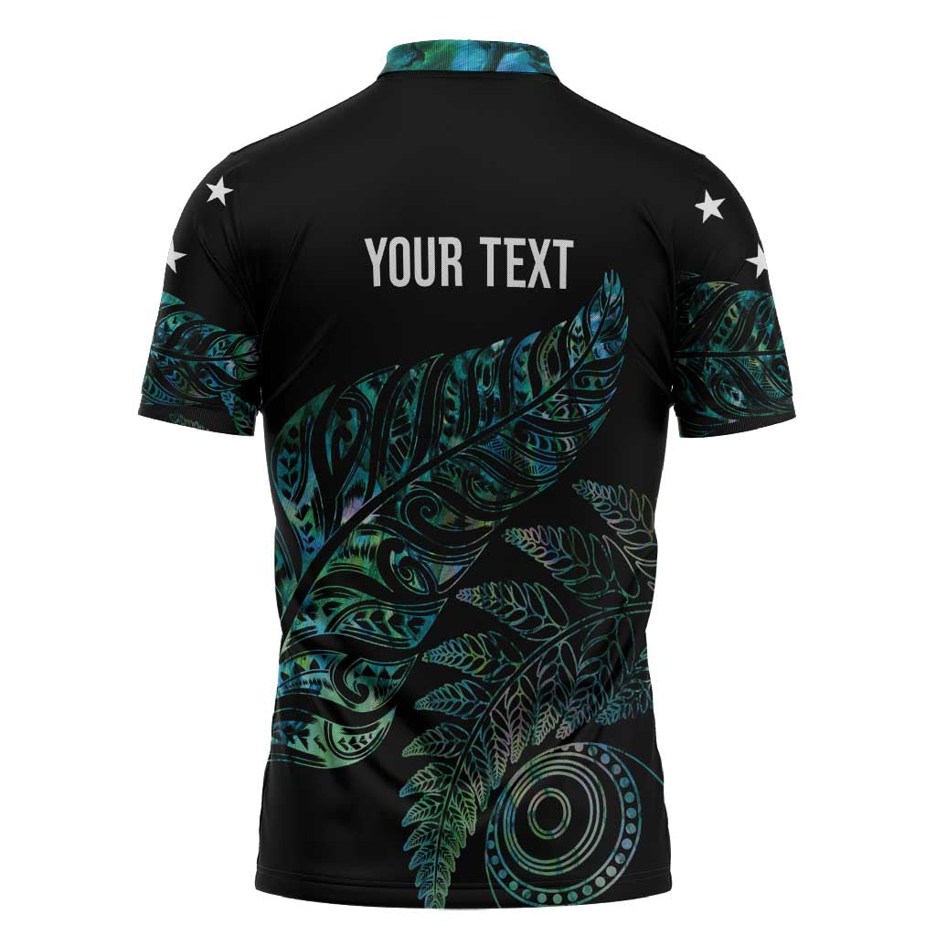 Aotearoa Personalized Lawn Bowls Maori Zipper Polo Shirt New Zealand Paua Shell Tribal Silver Fern - Aussie Hoodie