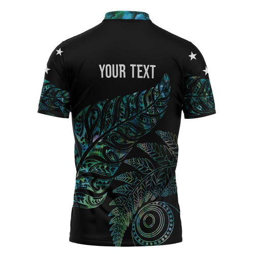 Aotearoa Personalized Lawn Bowls Maori Zipper Polo Shirt New Zealand Paua Shell Tribal Silver Fern - Aussie Hoodie