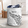 Aotearoa Personalized Lawn Bowls Maori Laundry Basket New Zealand White Tribal Silver Fern - Aussie Hoodie
