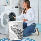 Aotearoa Personalized Lawn Bowls Maori Laundry Basket New Zealand White Tribal Silver Fern - Aussie Hoodie
