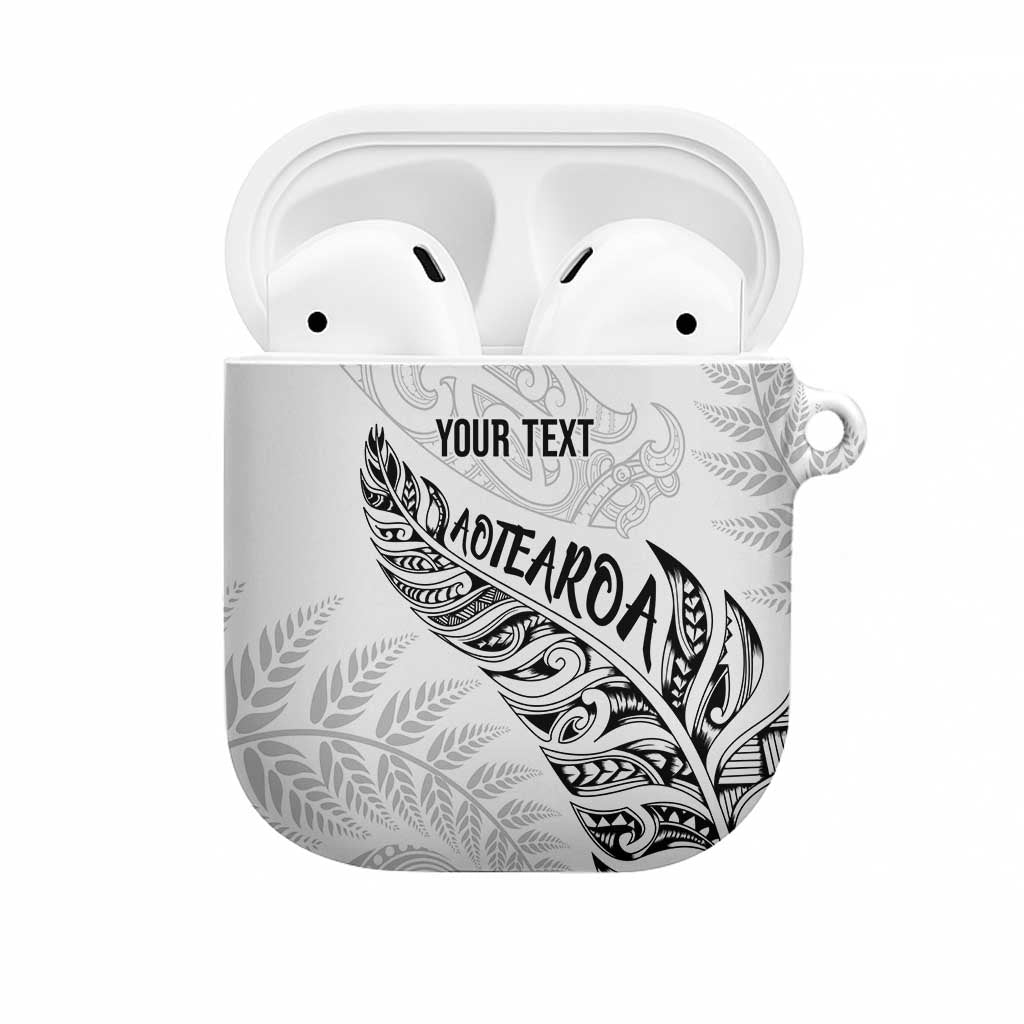 Aotearoa Personalized Lawn Bowls Maori AirPods Case New Zealand White Tribal Silver Fern - Aussie Hoodie