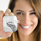 Aotearoa Personalized Lawn Bowls Maori AirPods Case New Zealand White Tribal Silver Fern - Aussie Hoodie