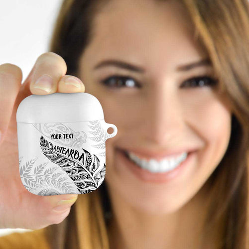 Aotearoa Personalized Lawn Bowls Maori AirPods Case New Zealand White Tribal Silver Fern - Aussie Hoodie