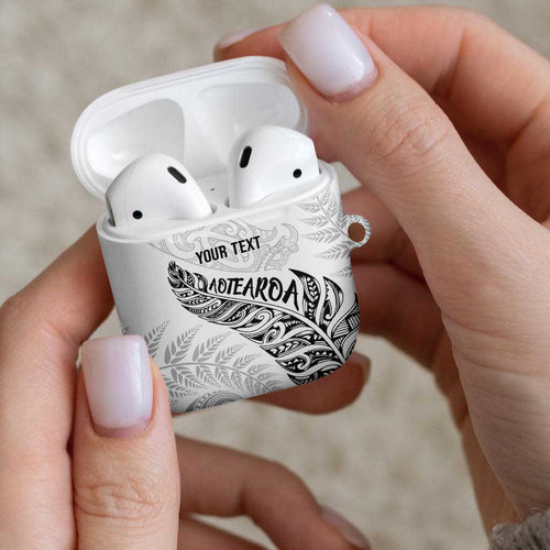 Aotearoa Personalized Lawn Bowls Maori AirPods Case New Zealand White Tribal Silver Fern - Aussie Hoodie