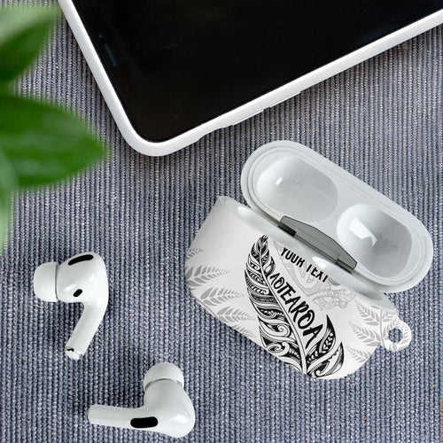 Aotearoa Personalized Lawn Bowls Maori AirPods Case New Zealand White Tribal Silver Fern - Aussie Hoodie