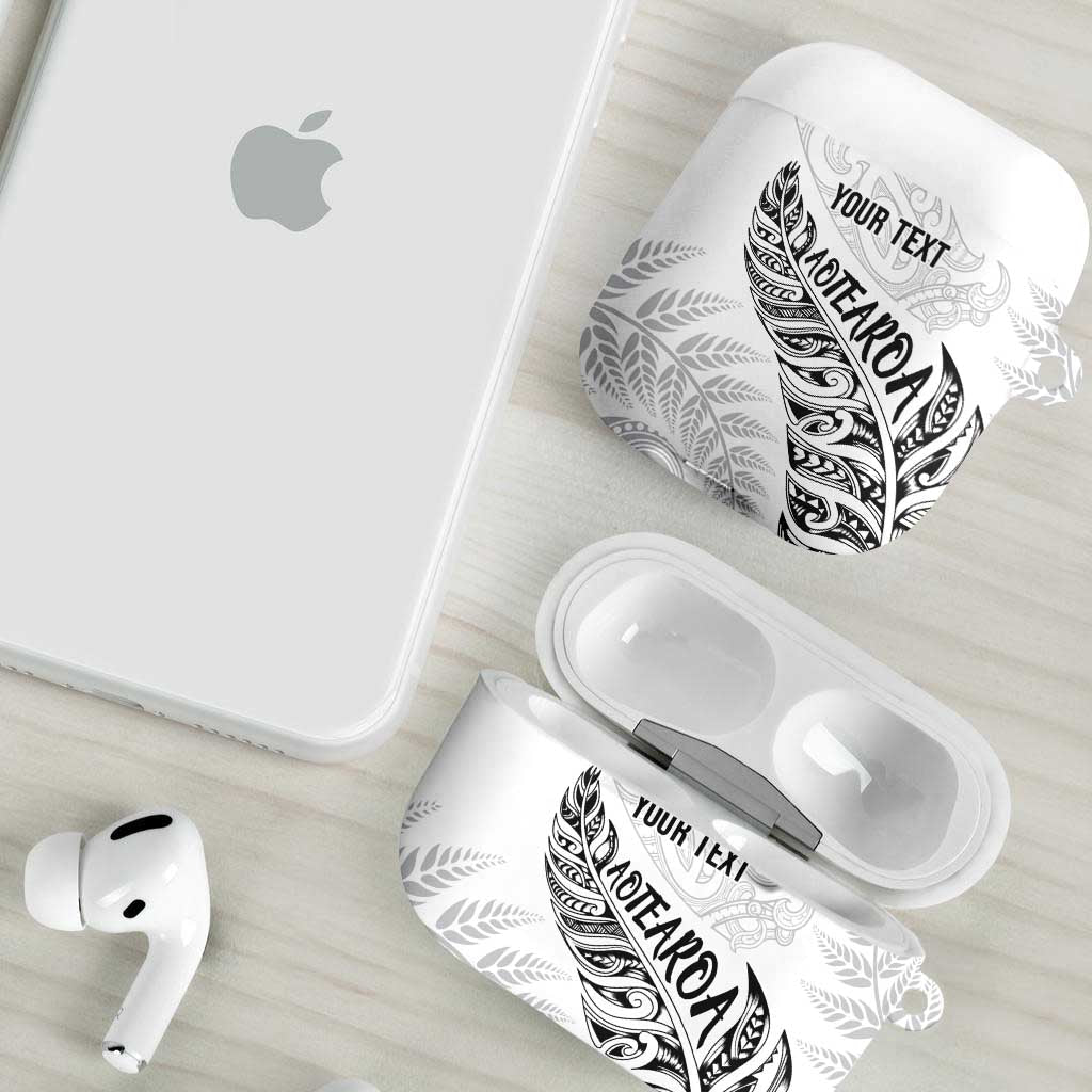 Aotearoa Personalized Lawn Bowls Maori AirPods Case New Zealand White Tribal Silver Fern - Aussie Hoodie