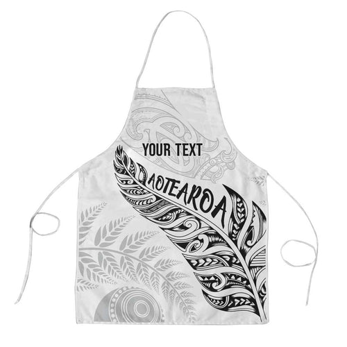 Aotearoa Personalized Lawn Bowls Maori Apron New Zealand White Tribal Silver Fern - Aussie Hoodie