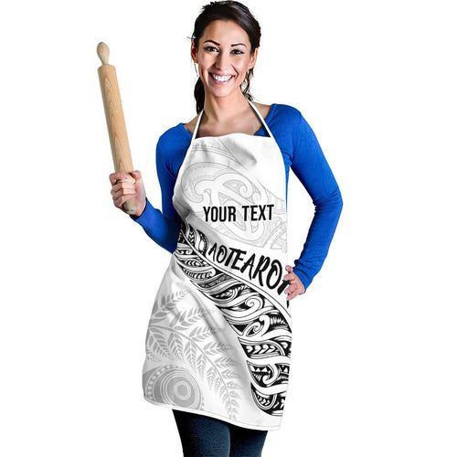 Aotearoa Personalized Lawn Bowls Maori Apron New Zealand White Tribal Silver Fern - Aussie Hoodie