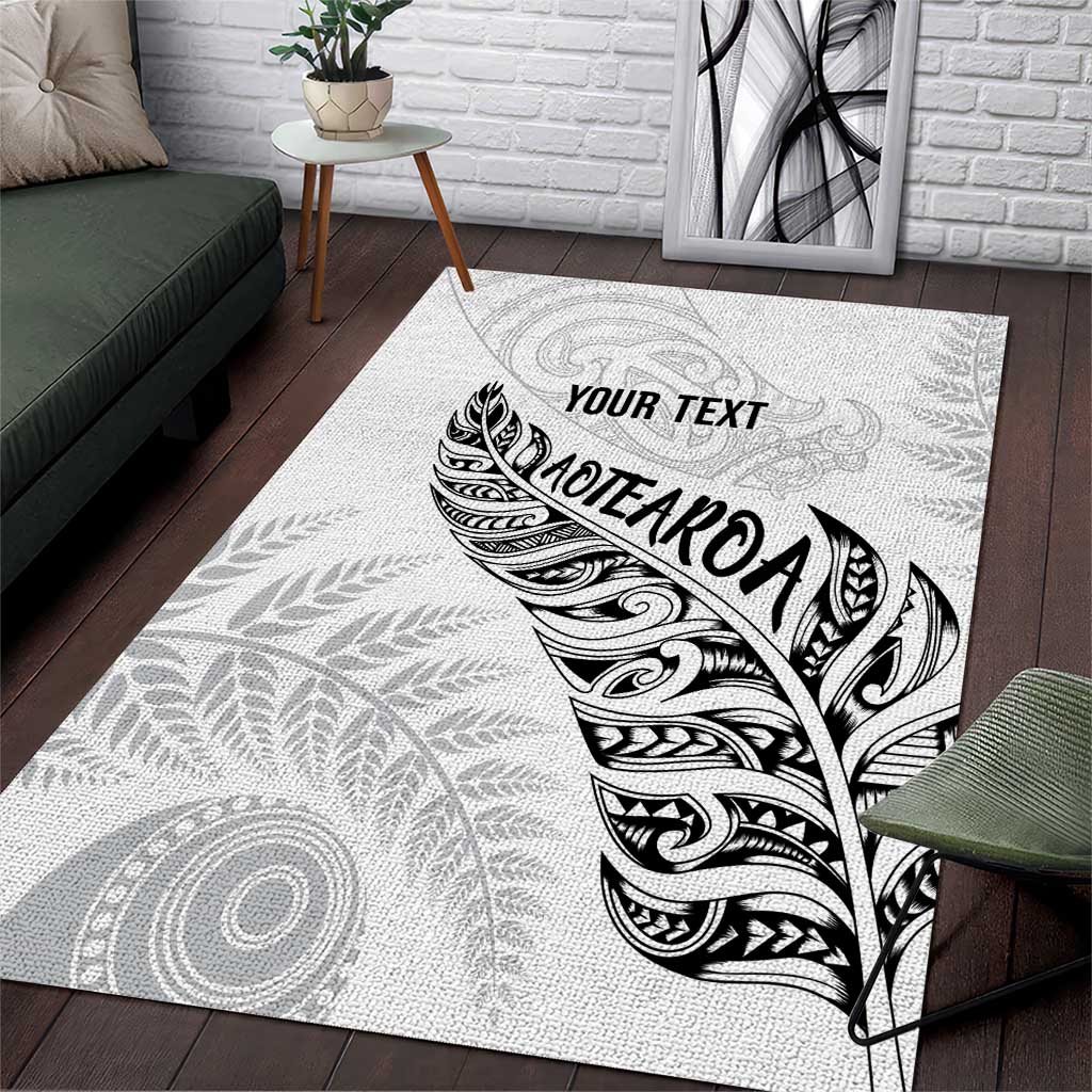 Aotearoa Personalized Lawn Bowls Maori Area Rug New Zealand White Tribal Silver Fern - Aussie Hoodie