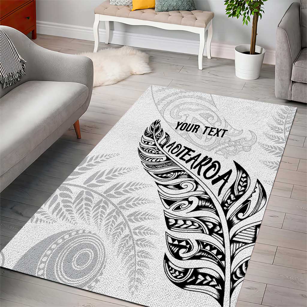 Aotearoa Personalized Lawn Bowls Maori Area Rug New Zealand White Tribal Silver Fern - Aussie Hoodie