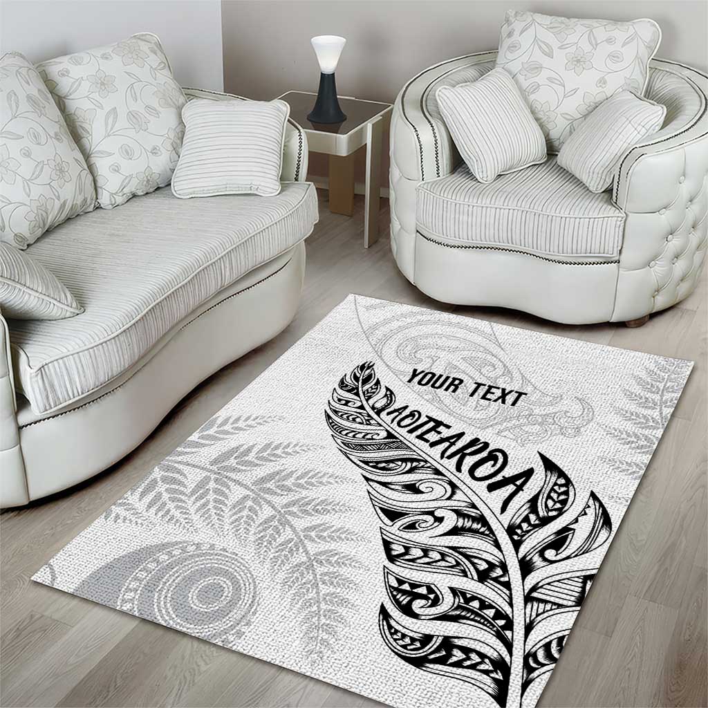 Aotearoa Personalized Lawn Bowls Maori Area Rug New Zealand White Tribal Silver Fern - Aussie Hoodie