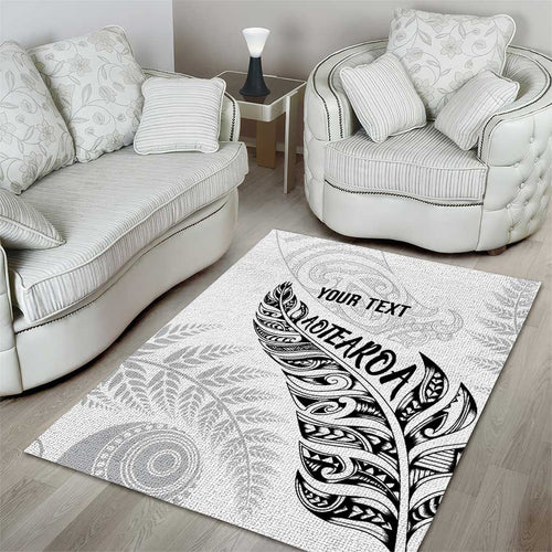Aotearoa Personalized Lawn Bowls Maori Area Rug New Zealand White Tribal Silver Fern - Aussie Hoodie