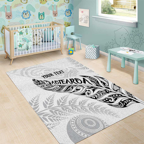 Aotearoa Personalized Lawn Bowls Maori Area Rug New Zealand White Tribal Silver Fern - Aussie Hoodie