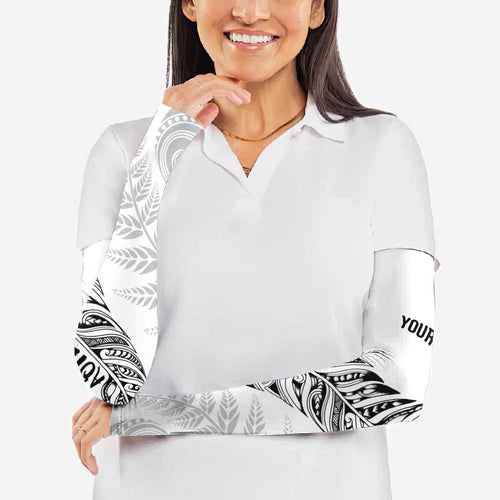 Aotearoa Personalized Lawn Bowls Maori Arm Sleeves New Zealand White Tribal Silver Fern - Aussie Hoodie