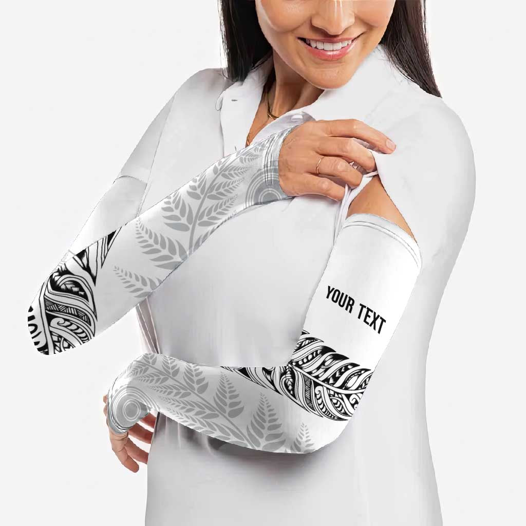 Aotearoa Personalized Lawn Bowls Maori Arm Sleeves New Zealand White Tribal Silver Fern - Aussie Hoodie