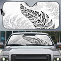 Aotearoa Personalized Lawn Bowls Maori Auto Sun Shade New Zealand White Tribal Silver Fern - Aussie Hoodie