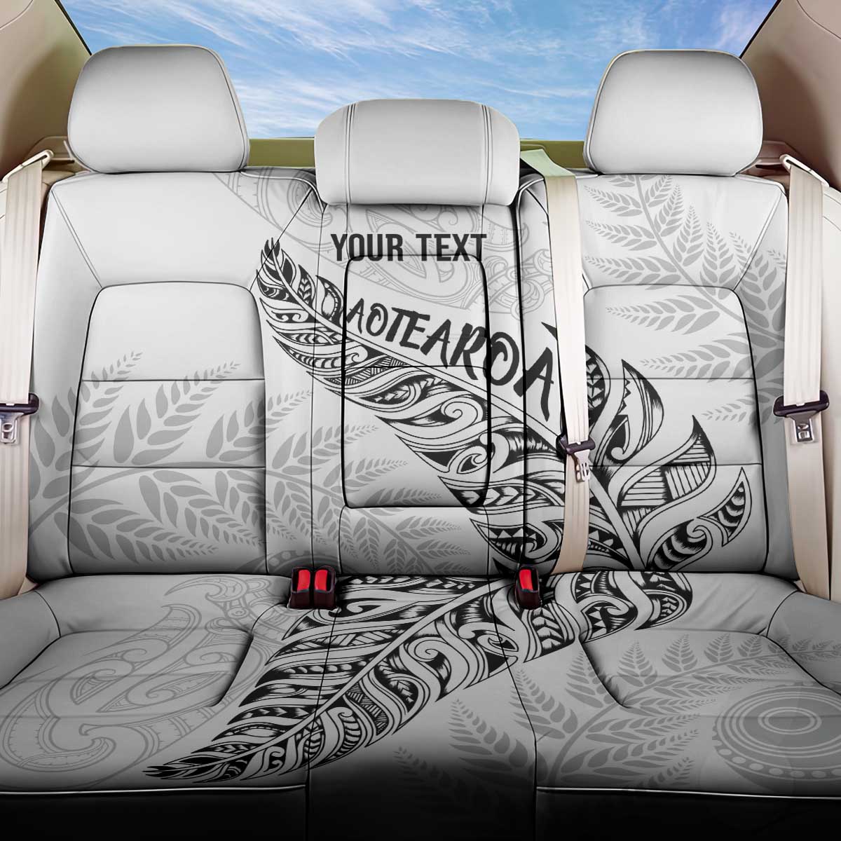 Aotearoa Personalized Lawn Bowls Maori Back Car Seat Cover New Zealand White Tribal Silver Fern - Aussie Hoodie