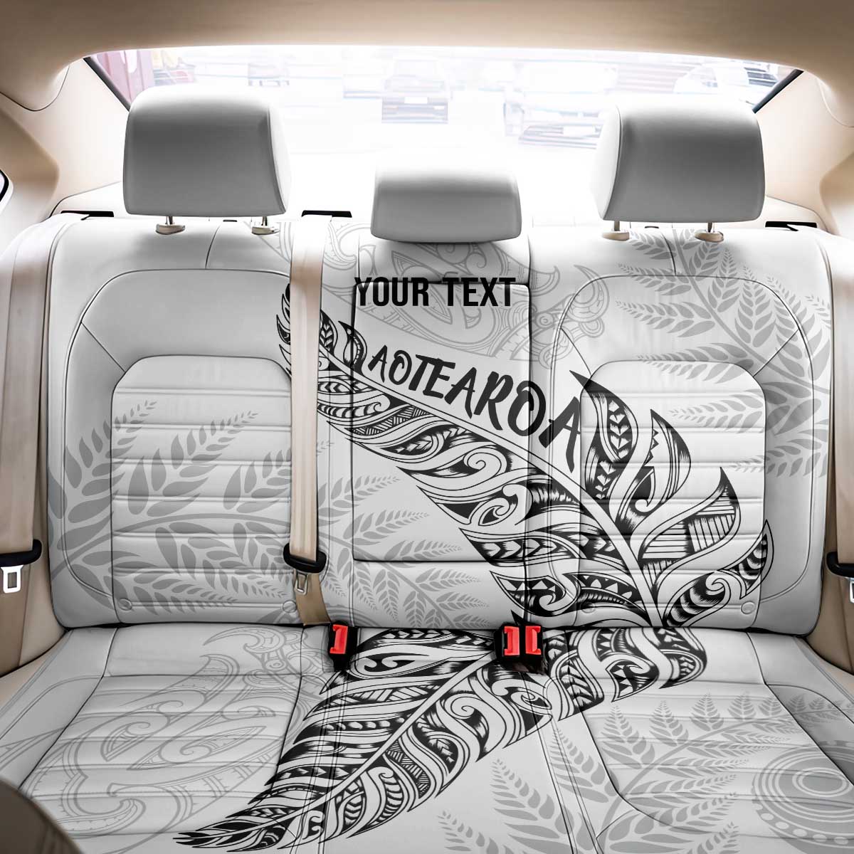 Aotearoa Personalized Lawn Bowls Maori Back Car Seat Cover New Zealand White Tribal Silver Fern - Aussie Hoodie