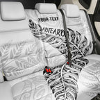 Aotearoa Personalized Lawn Bowls Maori Back Car Seat Cover New Zealand White Tribal Silver Fern - Aussie Hoodie