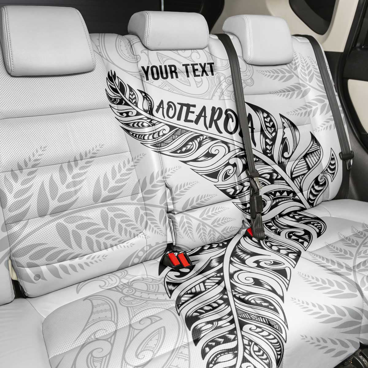 Aotearoa Personalized Lawn Bowls Maori Back Car Seat Cover New Zealand White Tribal Silver Fern - Aussie Hoodie