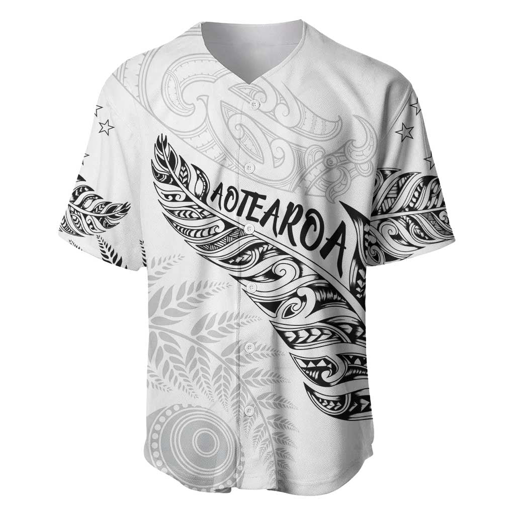 Aotearoa Personalized Lawn Bowls Maori Baseball Jersey New Zealand White Tribal Silver Fern - Aussie Hoodie