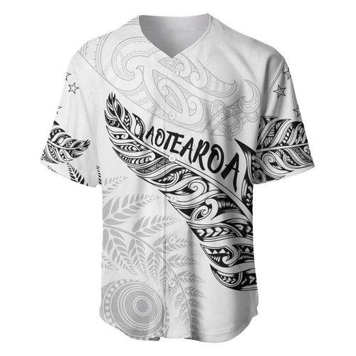 Aotearoa Personalized Lawn Bowls Maori Baseball Jersey New Zealand White Tribal Silver Fern - Aussie Hoodie