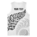 Aotearoa Personalized Lawn Bowls Maori Basketball Jersey New Zealand White Tribal Silver Fern - Aussie Hoodie
