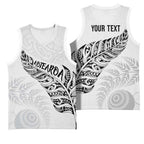 Aotearoa Personalized Lawn Bowls Maori Basketball Jersey New Zealand White Tribal Silver Fern - Aussie Hoodie