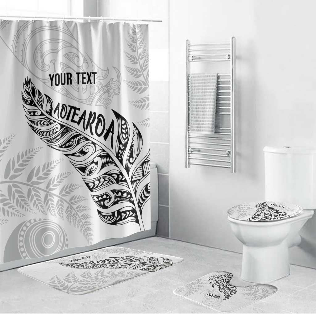 Aotearoa Personalized Lawn Bowls Maori Bathroom Set New Zealand White Tribal Silver Fern - Aussie Hoodie