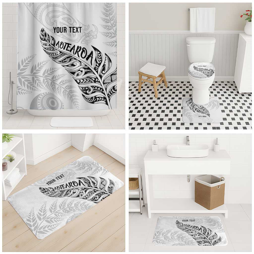 Aotearoa Personalized Lawn Bowls Maori Bathroom Set New Zealand White Tribal Silver Fern - Aussie Hoodie