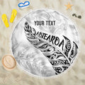 Aotearoa Personalized Lawn Bowls Maori Beach Blanket New Zealand White Tribal Silver Fern - Aussie Hoodie
