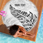 Aotearoa Personalized Lawn Bowls Maori Beach Blanket New Zealand White Tribal Silver Fern - Aussie Hoodie