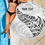 Aotearoa Personalized Lawn Bowls Maori Beach Blanket New Zealand White Tribal Silver Fern - Aussie Hoodie