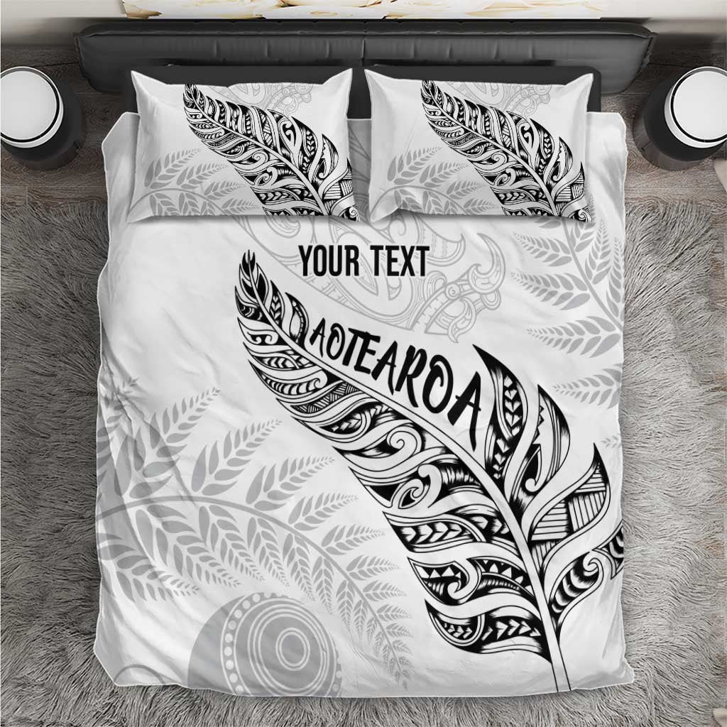 Aotearoa Personalized Lawn Bowls Maori Bedding Set New Zealand White Tribal Silver Fern - Aussie Hoodie