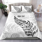 Aotearoa Personalized Lawn Bowls Maori Bedding Set New Zealand White Tribal Silver Fern - Aussie Hoodie