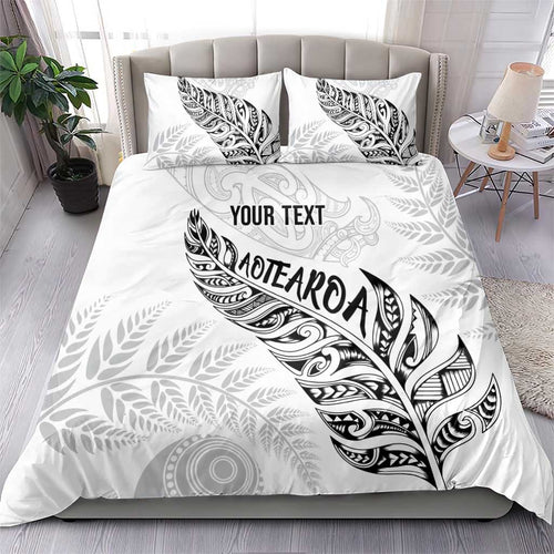 Aotearoa Personalized Lawn Bowls Maori Bedding Set New Zealand White Tribal Silver Fern - Aussie Hoodie