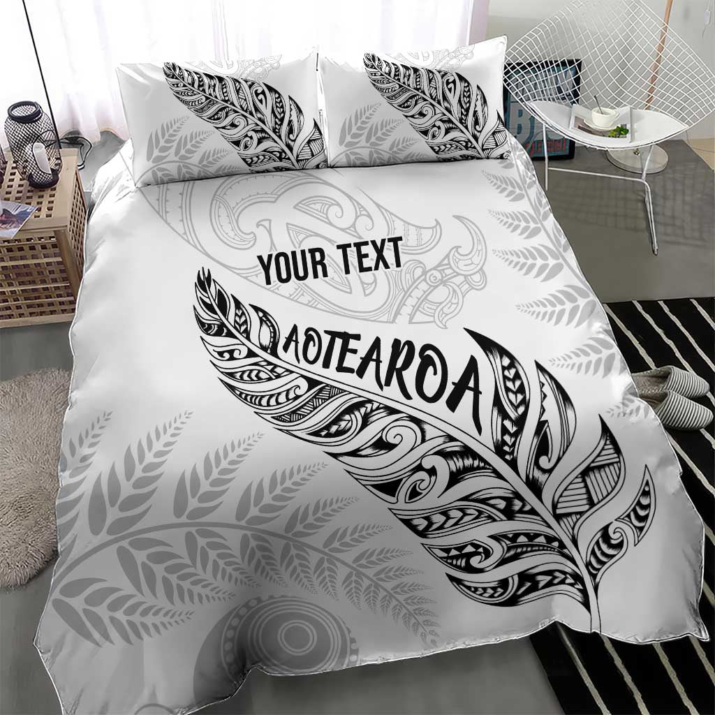 Aotearoa Personalized Lawn Bowls Maori Bedding Set New Zealand White Tribal Silver Fern - Aussie Hoodie