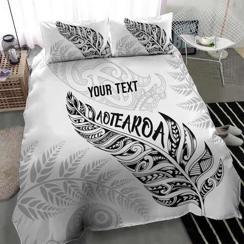 Aotearoa Personalized Lawn Bowls Maori Bedding Set New Zealand White Tribal Silver Fern - Aussie Hoodie